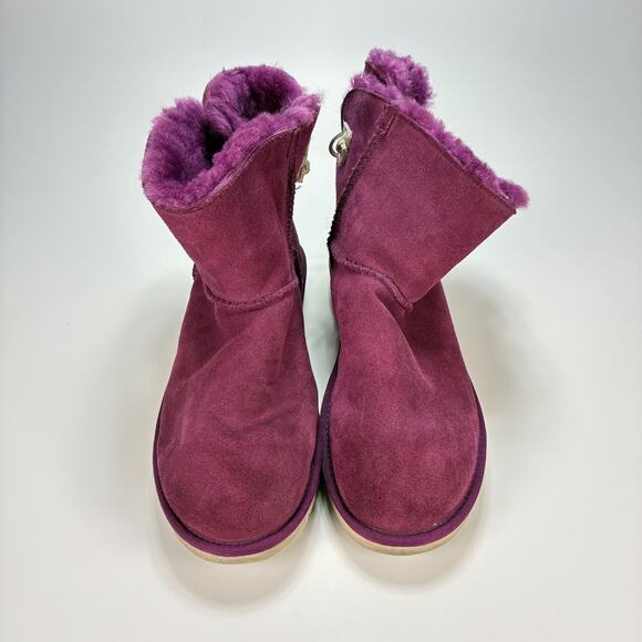 UGG Adoria Tehuano Purple Suede Back Lace Winter Ankle Boots Women's Size 11 - Picture 3 of 9